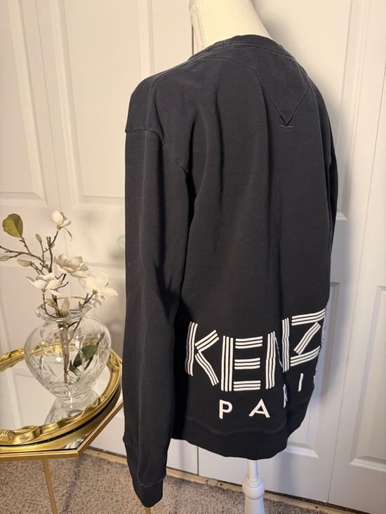 Kenzo Tops - Kenzo Black Crewneck Sweatshirt with White Paris Logo